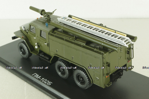АЦ-40(43202)ПМ-102Б пожарная автоцистерна на шасси Урал-43202, хаки, SSM1233, SSM 1:43