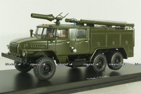 АЦ-40(43202)ПМ-102Б пожарная автоцистерна на шасси Урал-43202, хаки, SSM1233, SSM 1:43