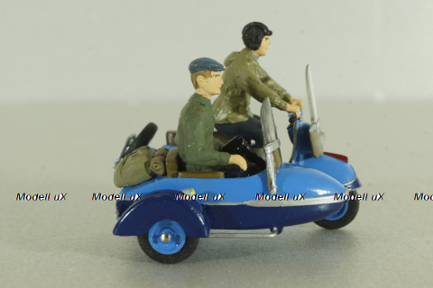 Т-200К «Тула» мотороллер с коляской, синий, с 2-мя фигурками, 1961, Артель "Universal" 1:43