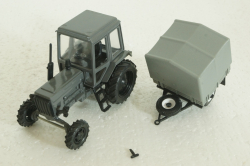МТЗ-80, Беларусь, трактор с прицепом, серый, Агат 1:43