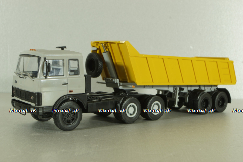 МАЗ-6422 (ранний) с п/прицепом самосвалом МАЗ-9506-20  1990, серый/желтый, Автоистория 1:43