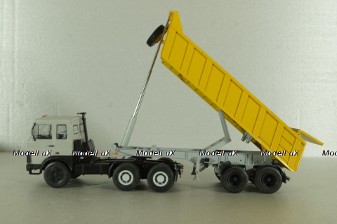 МАЗ-6422 (ранний) с п/прицепом самосвалом МАЗ-9506-20  1990, серый/желтый, Автоистория 1:43