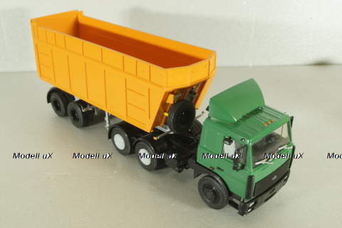 МАЗ-6422 с п/прицепом самосвалом  МАЗ-9506-30, зеленый/оранжевый, 101531, Автоистория 1:43