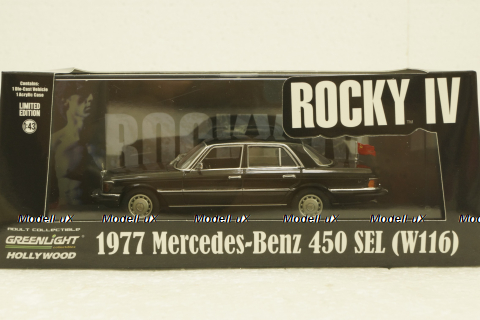 Mercedes 450 SEL (W116) 1977 Movie Rocky IV (1985) black, 86640, Greenlight 1:43