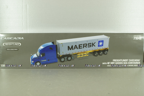 Freghtliner Cascadia with 40' dry goods sea container Maersk, blue/grey, 71048, Diecast Masters 1:50