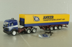 Mercedes SK 2435 tractor with semi trailer Anker, blue/yellow, Herpa 1:87