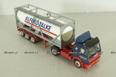 Mercedes SK 1850 LS tractor with semi-trailer tank "Alfred Talke" 1994, blue/white, 143004, Herpa 1:87