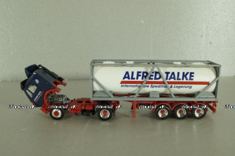 Mercedes SK 1850 LS tractor with semi-trailer tank "Alfred Talke" 1994, blue/white, 143004, Herpa 1:87