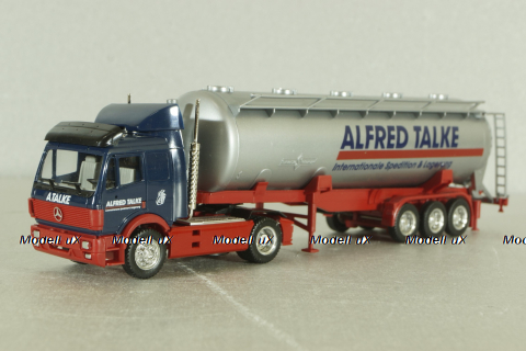 Mercedes SK 1735 LS tractor with semi-trailer tank "Alfred Talke" 1992, blue/silver, 141581, Herpa 1:87 