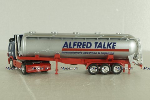 Mercedes SK 1735 LS tractor with semi-trailer tank "Alfred Talke" 1992, blue/silver, 141581, Herpa 1:87 