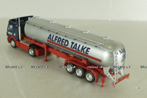 Mercedes SK 1735 LS tractor with semi-trailer tank "Alfred Talke" 1992, blue/silver, 141581, Herpa 1:87 