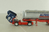 Mercedes SK 1735 LS tractor with semi-trailer tank "Alfred Talke" 1992, blue/silver, 141581, Herpa 1:87 