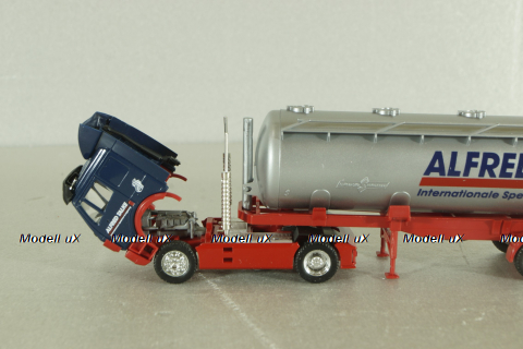 Mercedes SK 1735 LS tractor with semi-trailer tank "Alfred Talke" 1992, blue/silver, 141581, Herpa 1:87 