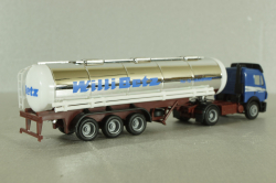 Mercedes SK 1850 LS tractor with semi-trailer tank "Willi Betz" 1994, blue/chrome, 826110, Herpa 1:87