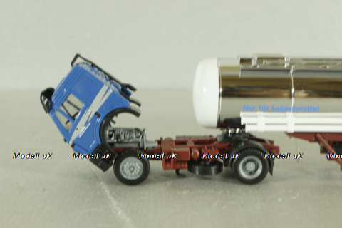 Mercedes SK 1850 LS tractor with semi-trailer tank "Willi Betz" 1994, blue/chrome, 826110, Herpa 1:87