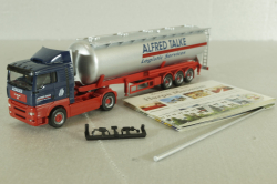 MAN TG-A XL with semi-trailer tank "Alfred Talke", blue/grey, 146623, Herpa 1:87
