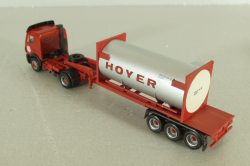 Mercedes SK 1850 tractor with semi trailer HOYER 1994, red, Herpa 1:87