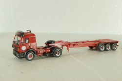 Mercedes SK 1850 tractor with semi trailer HOYER 1994, red, Herpa 1:87