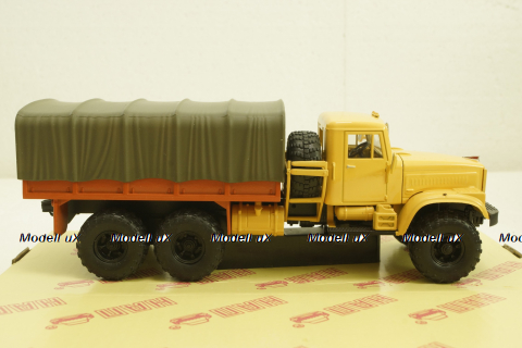 Краз-255Б борт с тентом, 1969 бежевый/красный, Н289, Наш Автопром 1:43