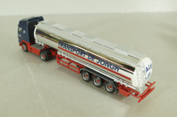 Volvo FH 12 Globetrotter XL with semi-trailer tank "Transport de jongh", blue/chrome, 145350, Herpa 1:87