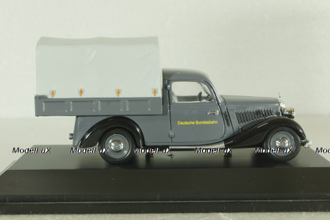 Mercedes 170V (W136) pickup truck with awning "Deutsche Bundesbahn" 1951, grey, 02264, Schuco 1:43