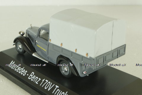 Mercedes 170V (W136) pickup truck with awning "Deutsche Bundesbahn" 1951, grey, 02264, Schuco 1:43