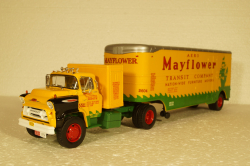 Chevrolet 9100 LCF Aero Mayflower Transit Company Moving Pup Trailer 1956  Golden Yellow Forest Green Semi-Remorque Americans #28 Altaya 1:43