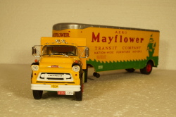 Chevrolet 9100 LCF Aero Mayflower Transit Company Moving Pup Trailer 1956  Golden Yellow Forest Green Semi-Remorque Americans #28 Altaya 1:43