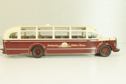 Mercedes-Benz O 6600 bus with trailer "Stuttgarter Sehloss Kurier" 1951 , red/cream, B66042533, Schuco 1:43