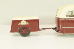 Mercedes-Benz O 6600 bus with trailer "Stuttgarter Sehloss Kurier" 1951 , red/cream, B66042533, Schuco 1:43