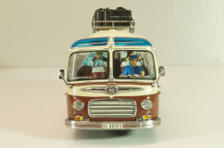 Setra S6 bus Marti 1955, with 4 figuren, brown/cream, 02824, Schuco 1:43