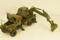 Краз-255 с экскаватором, хаки, RTM 1:43