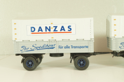 Bussing 8000 truck with trailer "Danzas" 1950 #1, grey, 06253, Schuco 1:43 