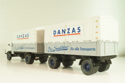 Bussing 8000 truck with trailer "Danzas" 1950 #1, grey, 06253, Schuco 1:43 
