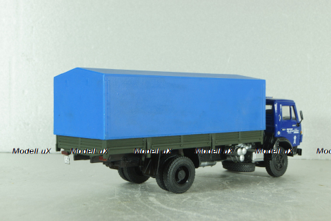 Камаз-5325 бортовой с тентом, синий/зеленый, Автоистория (Конверсия) 1:43