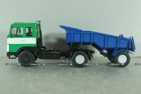 Маз-5432 с п/прицепом самосвалом Маз-5232В откидывающая кабина, зелений/синій, Deagostini + АвтоИстория 1:43