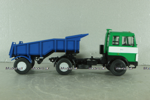 Маз-5432 с п/прицепом самосвалом Маз-5232В откидывающая кабина, зелений/синій, Deagostini + АвтоИстория 1:43