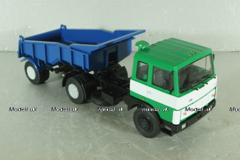 Маз-5432 с п/прицепом самосвалом Маз-5232В откидывающая кабина, зелений/синій, Deagostini + АвтоИстория 1:43