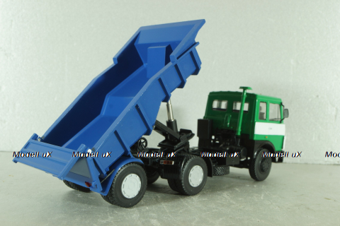 Маз-5432 с п/прицепом самосвалом Маз-5232В откидывающая кабина, зелений/синій, Deagostini + АвтоИстория 1:43