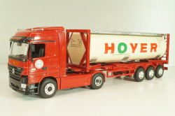 Mercedes-Benz Actros 1846 tractor with semi trailer tankwechsel system "Hoyer", red/white, 564/02, NZG 1:43