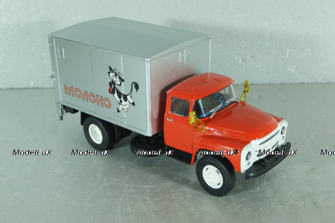 У-165 изотермический фургон на шасси Зил-138, красный/серебро, Наши Грузовики + АвтоИстория 1:43 