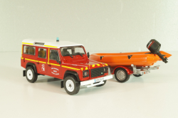 Land Rover Defender with boat on trailer SDIS Indre, Sapeurs-Pompiers №12, Altaya 1:43