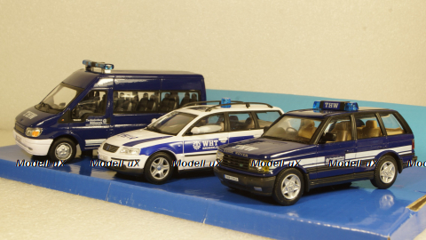 Range Rover P38, Volkswagen Passat, Ford Transit, Набор полиция THW, Cararama 1:43
