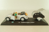 Volkswagen Beeatle with camping trailer and figuren, silver, Cararama 1:43 
