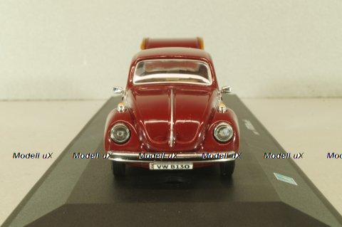 Volkswagen Beeatle with camping trailer, dark red, Cararama 1:43