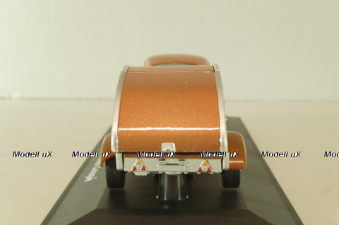 Porsche 356B Coupe with camping trailer and figuren, brown, Cararama 1:43