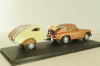 Porsche 356B Coupe with camping trailer and figuren, brown, Cararama 1:43