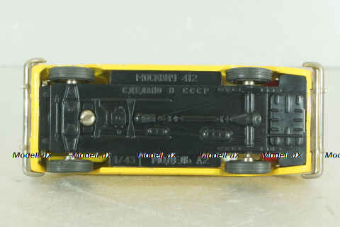 Москвич-412 А2, желтый, 2 зажима,Тантал/Радон 1:43