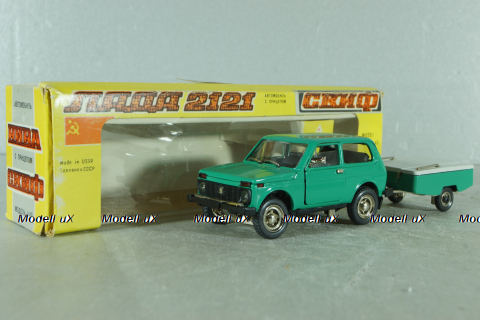 Ваз-2121 Нива А20 с прицепом скиф, июнь 1982г., Тантал/Радон 1:43