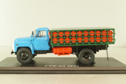 ГТК-40(53) автомобиль для перевозки газовых балонов, на шасси Газ-53 1958, красный, SSM1390, SSM 1:43